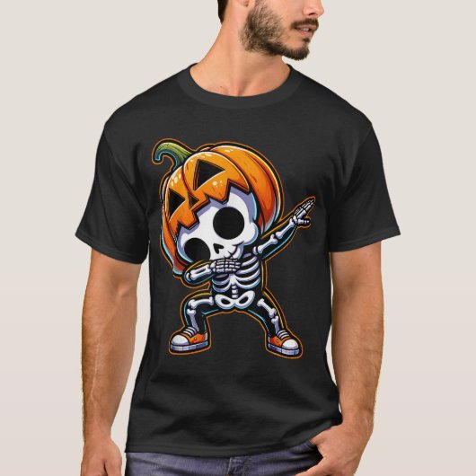 Dabbing Halloween Skeleton Boys Trick Treat T-shirt (Voorkant)