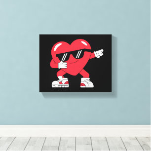 Dabbing Hart Grappige Cadeaus Valentijnsdag Canvas Afdruk