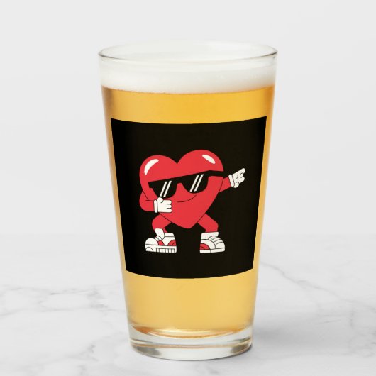Dabbing Heart Funny Gifts Valentijnsdag Glas (Voorkant gevuld)