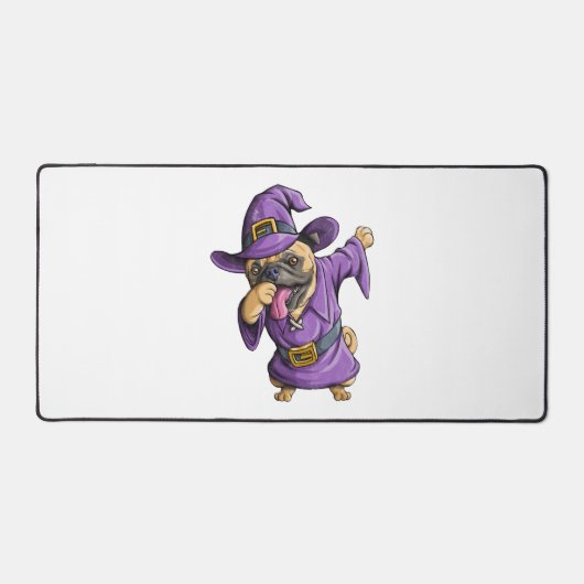 Dabbing Heks Pug Leuke Halloween Pugs Grappige Dab Bureaumat (Voorkant)