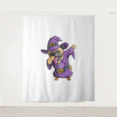 Dabbing Heks Pug Leuke Halloween Pugs Grappige Dab Wandkleed (Voorkant)