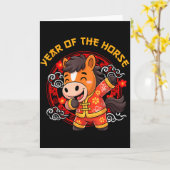 Dabbing Horse Chinese New Year Of The Horse2026 Kaart (Gele Bloem)