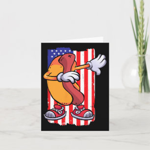Dabbing Hot Dog Dancing Food Lover Flag 4th July T Kaart