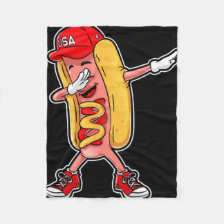 Dabbing Hot Dog T-shirt 4 juli Hotdog Merica  Fleece Deken