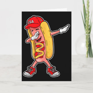 Dabbing Hot Dog T-shirt 4 juli Hotdog Merica  Kaart