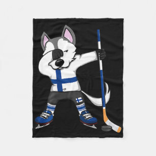 Dabbing Husky Finland IJshockeyliefhebbers Jersey  Fleece Deken