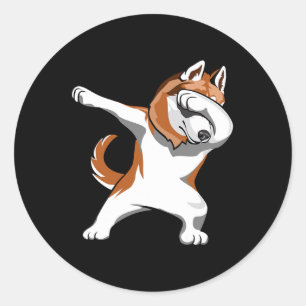 Dabbing Husky Husky Honden Pups Grappig Dansen Ronde Sticker