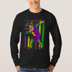Dabbing Jester Mardi Gras Masker Vlag Kostuum Carn T-shirt