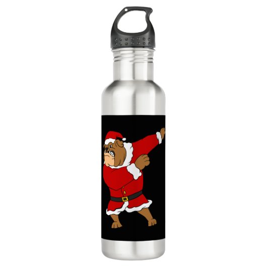 Dabbing Kerstbulldog Funny Cute Kersthond Waterfles (Voorkant)