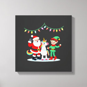 Dabbing Kerstman Elf Eenhoorn Kerst Kinderen Jonge Canvas Afdruk
