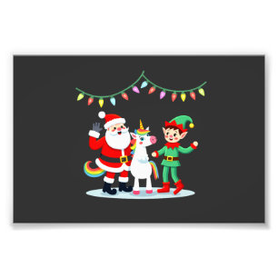Dabbing Kerstman Elf Eenhoorn Kerst Kinderen Jonge Foto Afdruk