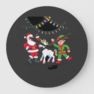 Dabbing Kerstman Elf Eenhoorn Kerst Kinderen Jonge Grote Klok