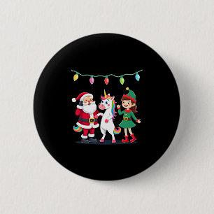 Dabbing Kerstman Elf Eenhoorn Kerst Kinderen Jonge Ronde Button 5,7 Cm