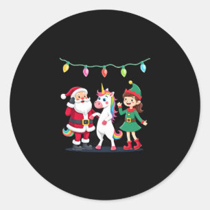 Dabbing Kerstman Elf Eenhoorn Kerst Kinderen Jonge Ronde Sticker