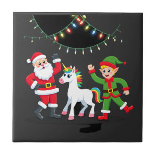 Dabbing Kerstman Elf Eenhoorn Kerst Kinderen Jonge Tegeltje