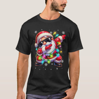 Dabbing Kerstman Kerstlichtjes Jongens Mannen Kind T-shirt