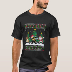 Dabbing Kerstman Rendier Bij Boom Lichtjes Lelijke T-shirt