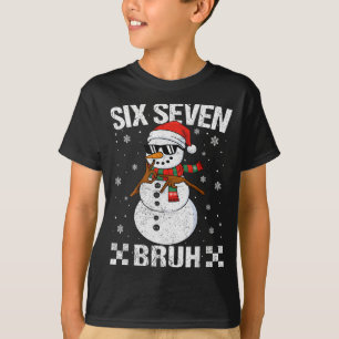 Dabbing Kerstman Sneeuwman 6 7 Meme Kerstmis Zes Z T-shirt