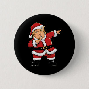 Dabbing Kerstman Trump Kerstlichten Meisjes Jongen Ronde Button 5,7 Cm