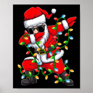 Dabbing Kerstman Xmas Lights Meisjes Jongens Kinde Poster