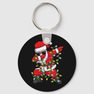 Dabbing Kerstman Xmas Lights Meisjes Jongens Kinde Sleutelhanger