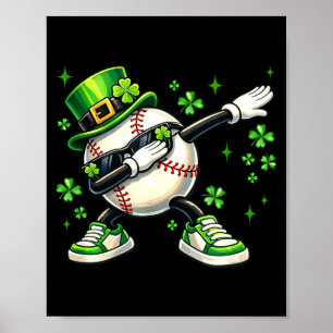 Dabbing klavertje baseball st patrick's day kinder poster