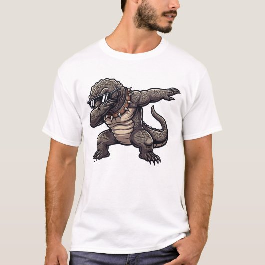 Dabbing Komodo Dragon Funny Cute Dab Dance T-shirt (Voorkant)