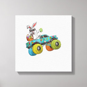 Dabbing Konijn Gelukkig Pasen Monster Truck Liefhe Canvas Afdruk