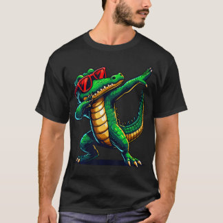 Dabbing Krokodil Met Zonnebril Alligator Dier T-shirt