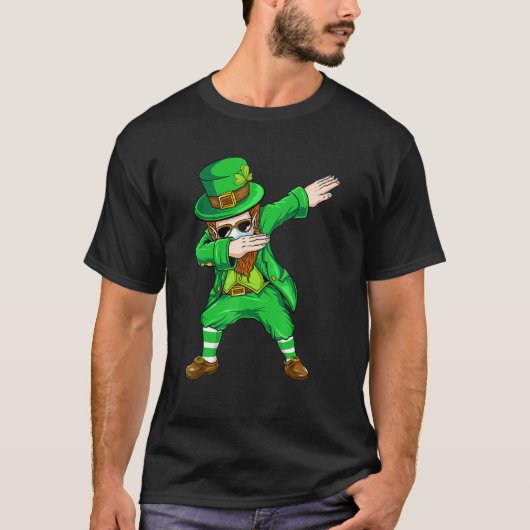 Dabbing Leprechaun Face Masker St Patrick's Day Bo T-shirt (Voorkant)