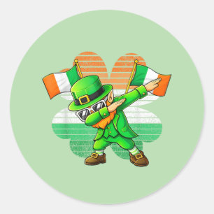 Dabbing Leprechaun voor Kinderen Jongens Mannen Je Ronde Sticker