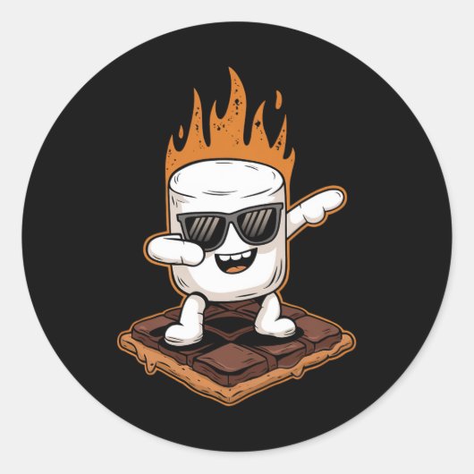 Dabbing Marshmallow Camping S'mores Kawaii S'mores Ronde Sticker (Voorkant)