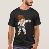 Dabbing martial artists with brown belt Karate and T-shirt (Voorkant)