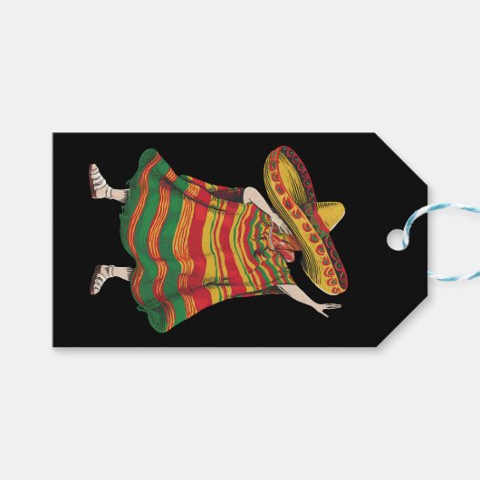 Dabbing Mexicaanse Poncho Cinco De Mayo Feest Fees Cadeaulabel (Voorkant (Horizontaal))
