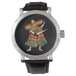 Dabbing Mexicaanse Poncho Cinco De Mayo Feest Part Horloge