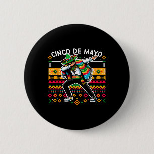 Dabbing Mexicaanse Poncho Cinco De Mayo Fiesta 4 Ronde Button 5,7 Cm