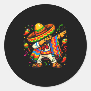 Dabbing Mexicaanse Poncho Cinco De Mayo Jongens Ma Ronde Sticker