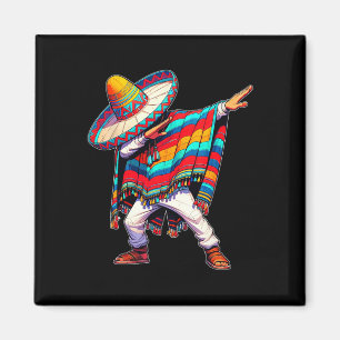 Dabbing Mexicaanse Poncho Cinco De Mayo Mannen Som Magneet