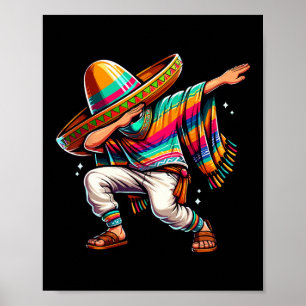 Dabbing Mexicaanse Poncho Sombrero Dab Boy Fiesta Poster