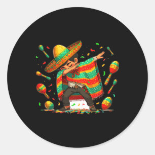 Dabbing Mexican Poncho Cinco De Mayo boys Mannen S Ronde Sticker