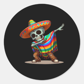 Dabbing Mexican Poncho Cinco De Mayo Men Sombrero  Ronde Sticker