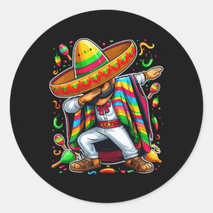 Dabbing Mexican Poncho Cinco De Mayo Ronde Sticker