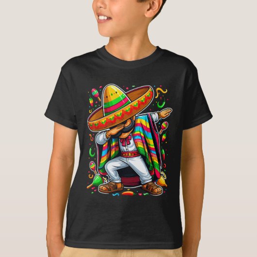 Dabbing Mexican Poncho Cinco De Mayo T-shirt (Voorkant)