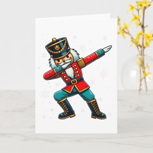 Dabbing Nutcracker Christmas Costume Matching Fami Kaart (Gele Bloem)