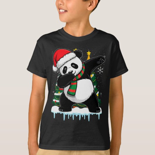 Dabbing Panda Santa Christmas Kids Boys Men Xmas B T-shirt (Voorkant)
