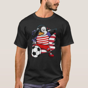Dabbing Penguin America Soccer Fans Jersey USA Fla T-shirt