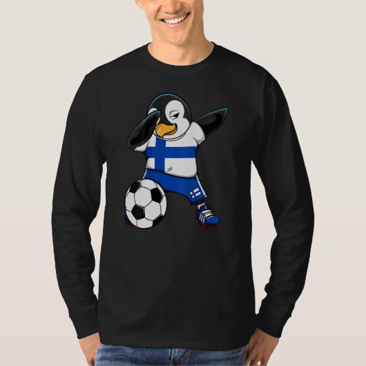 Dabbing Penguin Finland Soccer Fans Jersey Footbal T-shirt (Voorkant)