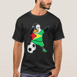 Dabbing Penguin Guyana Soccer Fans Jersey Flag Foo T-shirt