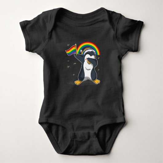Dabbing Penguin Rainbow LGBT Romper (Voorkant)
