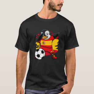 Dabbing Penguin Spain Soccer Fans Jersey Flag Foot T-shirt